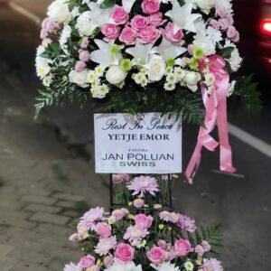 Standing Flower Duka Cita Pink Putih – Premium