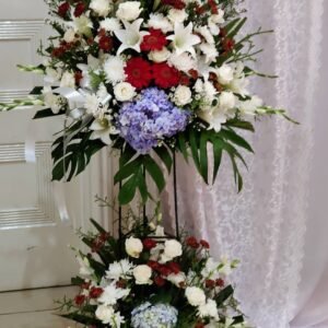 Standing Flower Duka Cita Two-Tier White Red – Premium