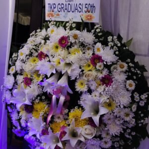 Bunga Bulat Krans Duka Cita Lily Putih – Premium
