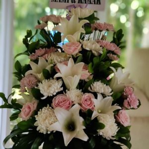 Bunga Meja Rangkaian Pink White Lily – Medium
