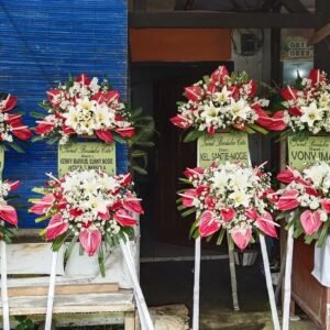 Standing Flower Duka Cita Anthurium Merah Putih Two-Tier – Premium