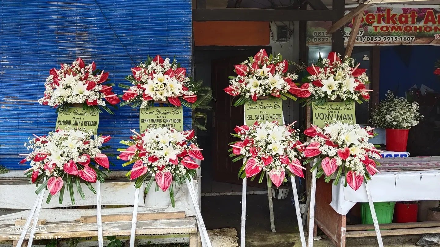 Standing Flower Duka Cita Anthurium Merah Putih Two-Tier – Premium