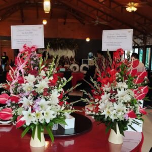 Bunga Meja Ucapan Elegant Merah Putih – Premium