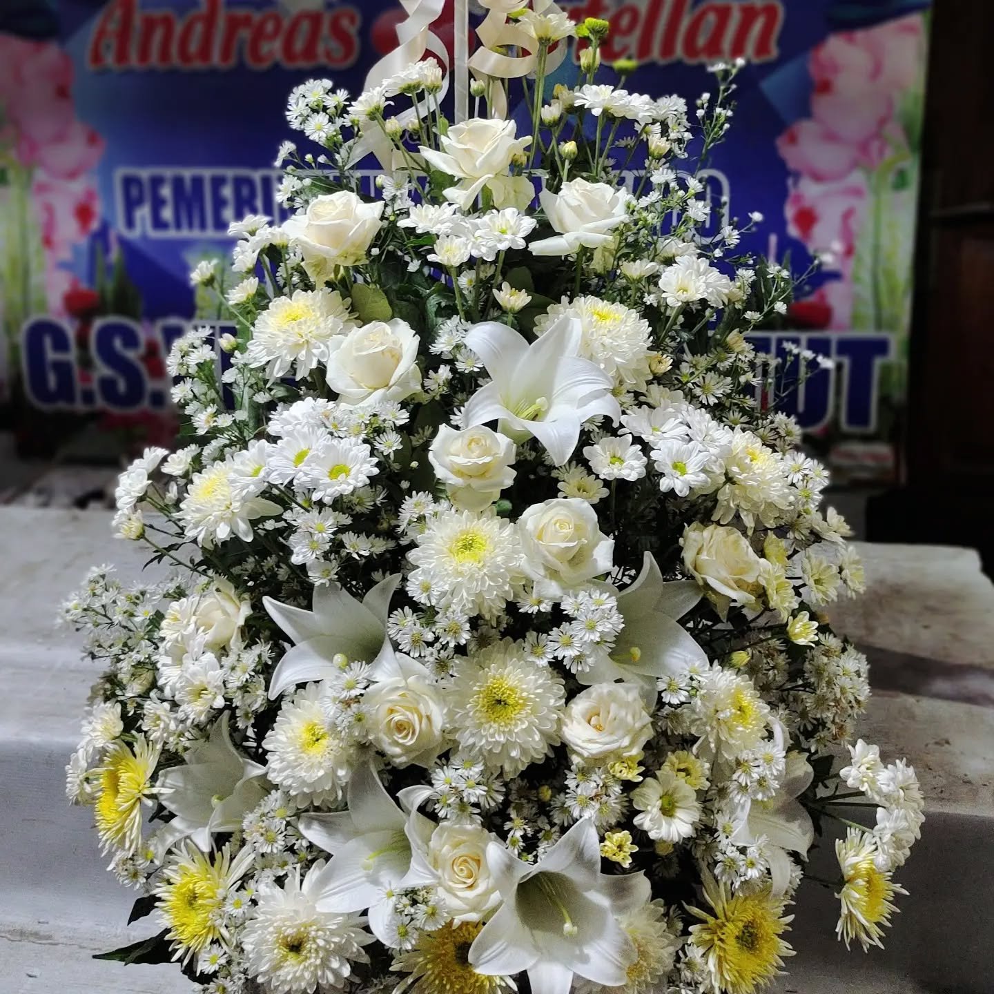 Bunga Meja Putih Elegan – Premium - Gambar 3