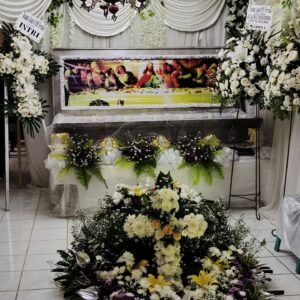Paket Dekorasi Peti & Rumah Duka White Elegance – Premium